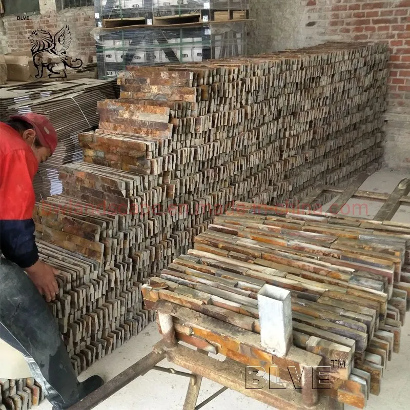 Blve Panel de pared de mosaico de corte manual para exteriores, azulejos de piedra cruda natural, piedra de cultivo para el hogar